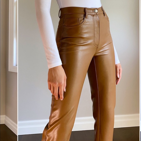 Wilfred Pants - Aritzia Wilfred Melina Pant Cognac Cropped 0